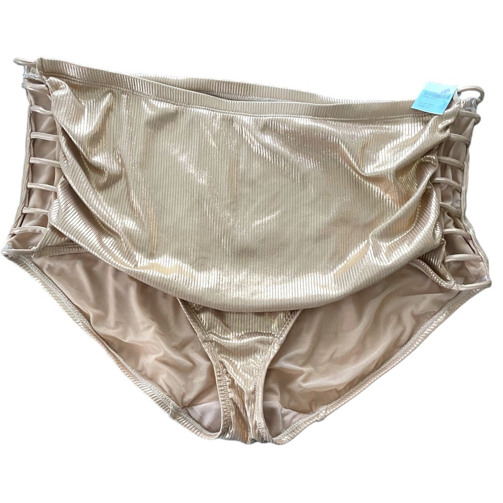 Lane Bryant Cacique NWOT Gold Shimmer Swim Bottoms